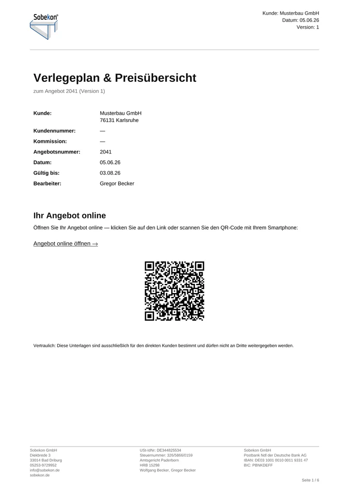 Vorschau: Verlegeplan (Beispiel)